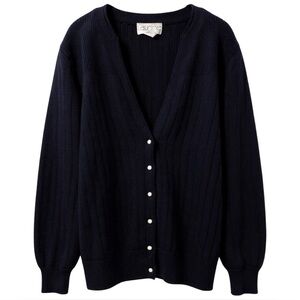 Vintage Laurice Women's Black Wool Angora Blend Button Down Cardigan Sweater